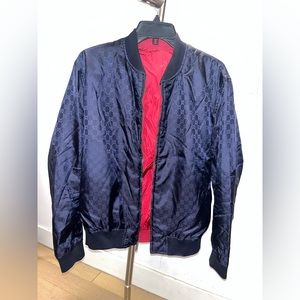 GUCCI Reversible GG NYLON BOMBER JACKET Navy blue / Red EXCELLENT CONDITION SZ M